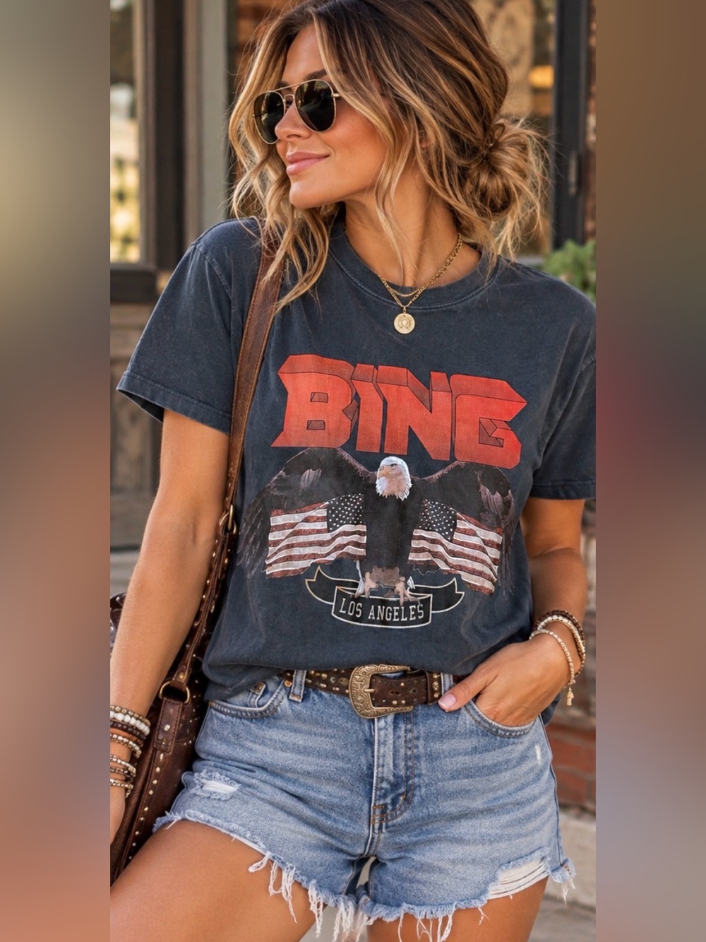 ANINE Bing Eagle Graphic Tee Los Angeles T-Shirt